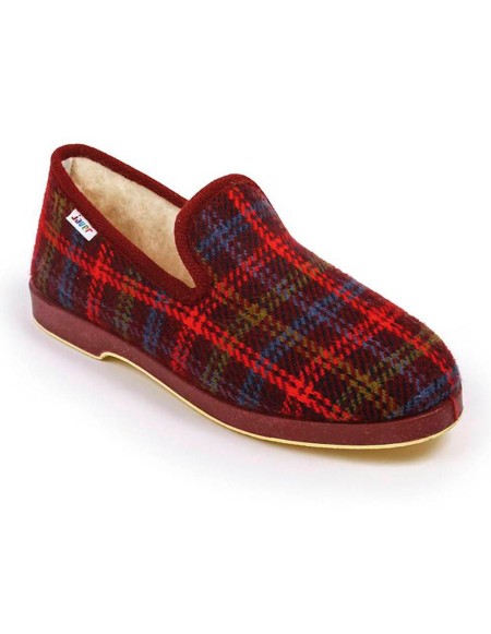 Zapatillas de casa de cuadros burdeos