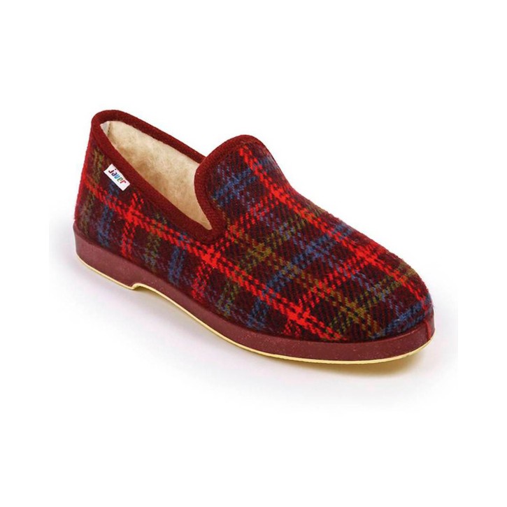 Zapatillas de casa de cuadros burdeos