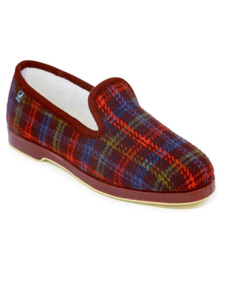 Zapatillas de casa de cuadros burdeos