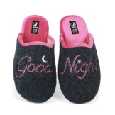 Zapatillas de casa abiertas azul marino Good night