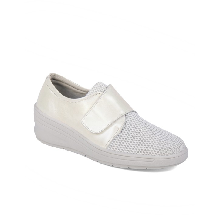 Zapato de cuña con velcro  blanco