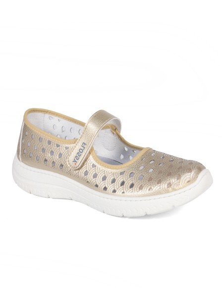 Deportivos cinta velcro color oro