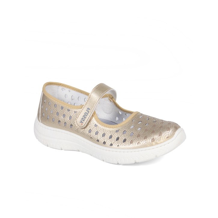 Deportivos cinta velcro color oro