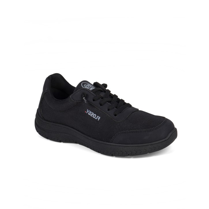 Zapatillas negras lona flexible con cordones...