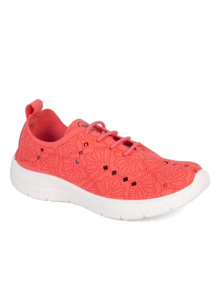 Zapatillas color coral con cordones