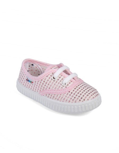Zapatillas lona rosa con cordones