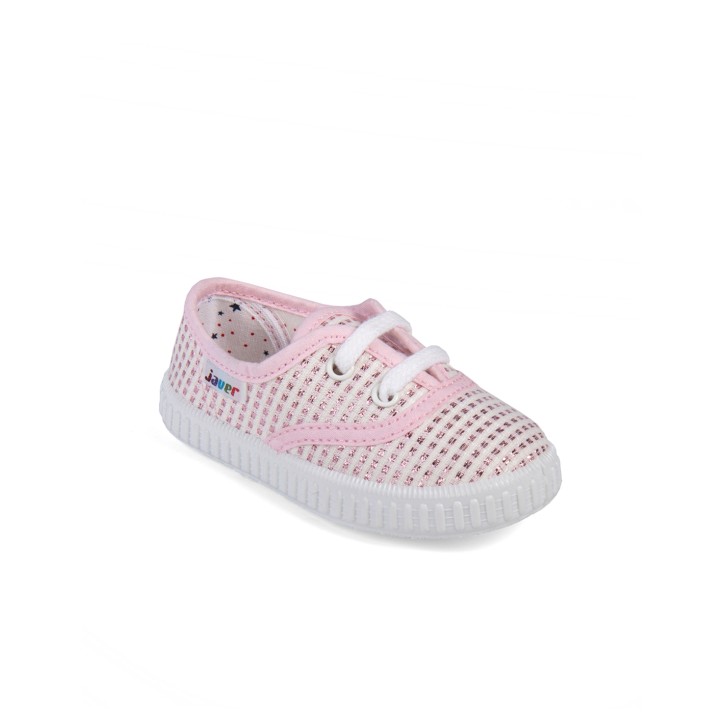 Zapatillas lona rosa con cordones