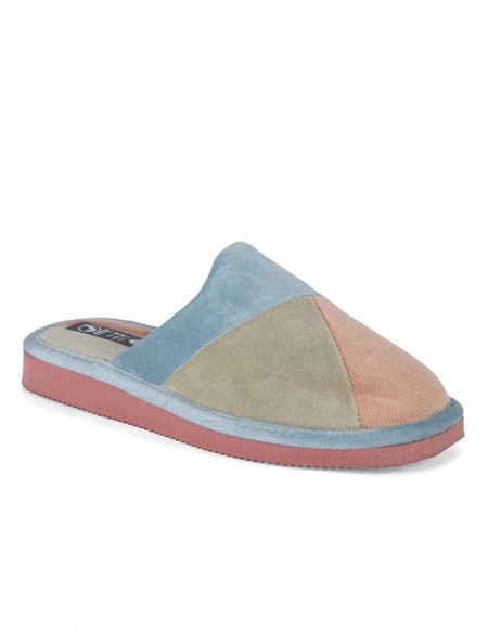 Zapatillas Mujer de casa abiertas triangulos color teja
