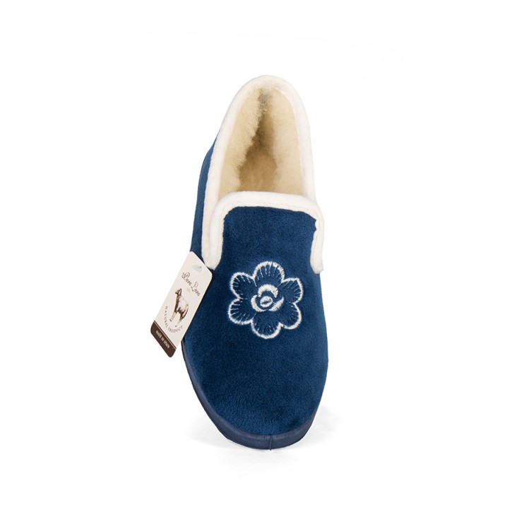 Zapatillas casa azul marino cerradas de lana