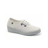Zapatillas lona con cordones y cuña alta