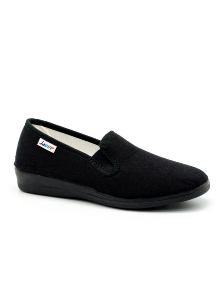 Zapatillas lona con elástico y cuña baja
