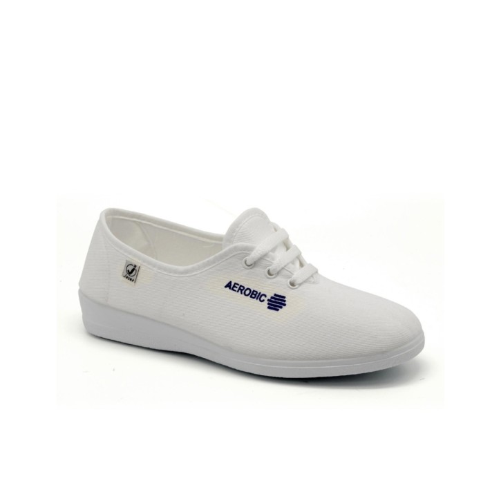 Zapatillas lona con cordones y cuña baja