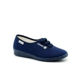 Zapatillas lona con cordones y cuña baja
