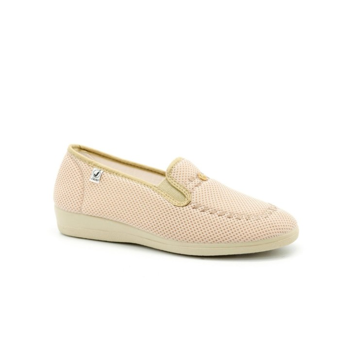 Zapatillas lona con elástico y acabado decorado