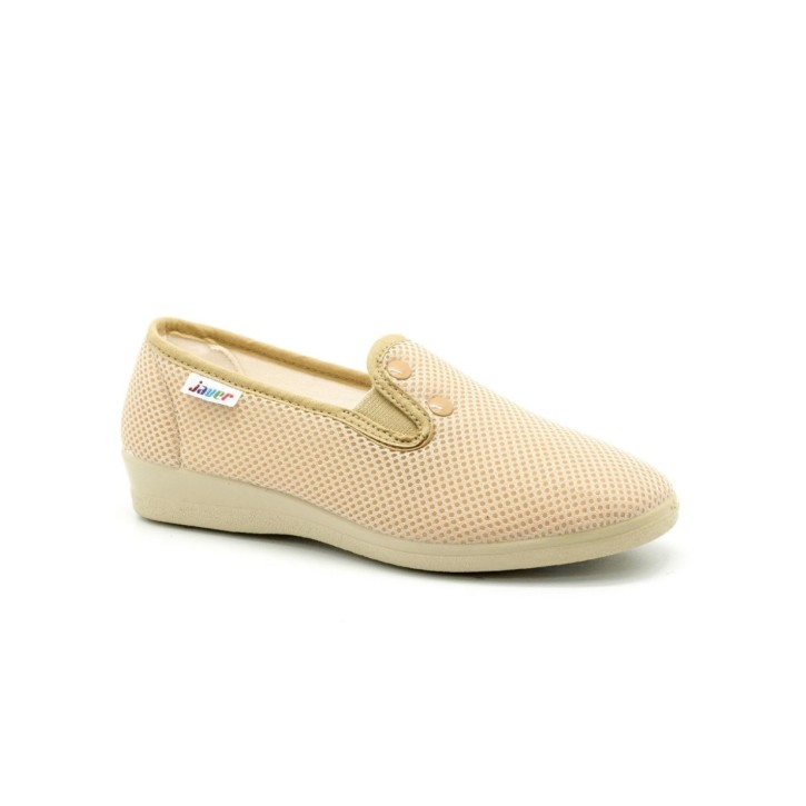Zapatillas lona con elástico y acabado botón