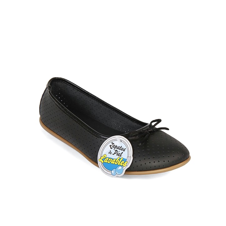 Francesitas piel en negro con lacito