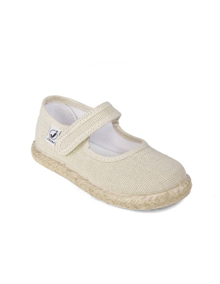 Sandalias cierre velcro en color rosa y suela de yute