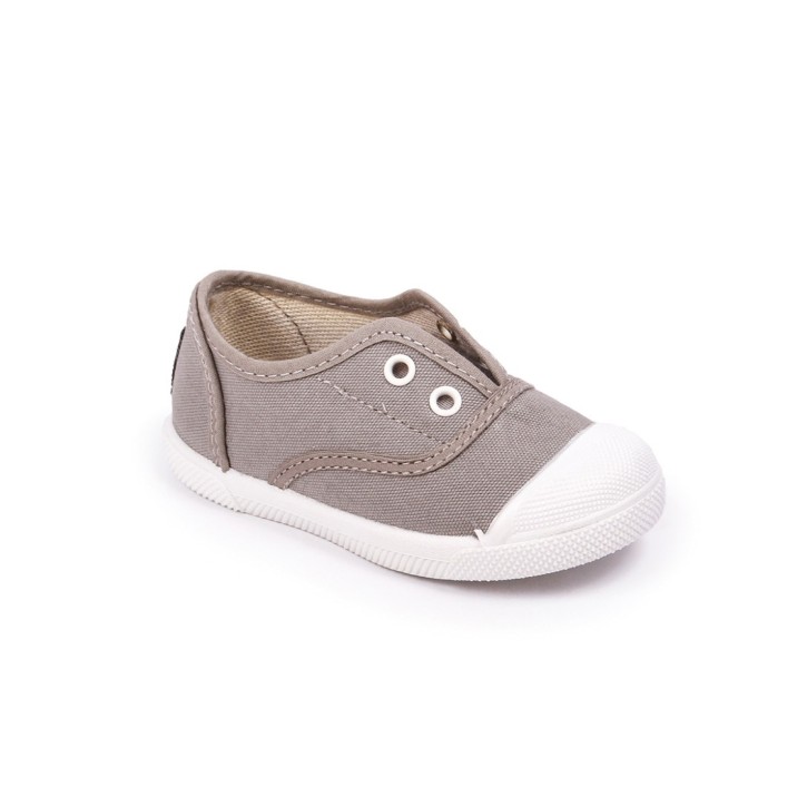 Zapatillas lona sin cordones con puntera