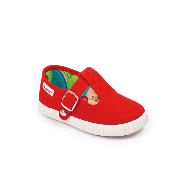 Sandalias lona con cierre de corchete
