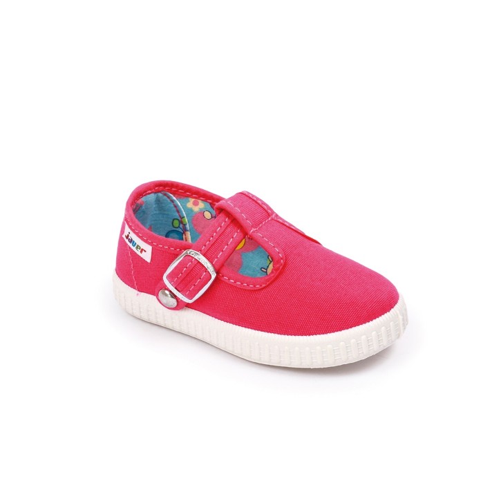 Sandalias lona con cierre de corchete