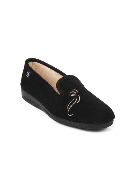 Zapatillas de casa negra aterciopelada