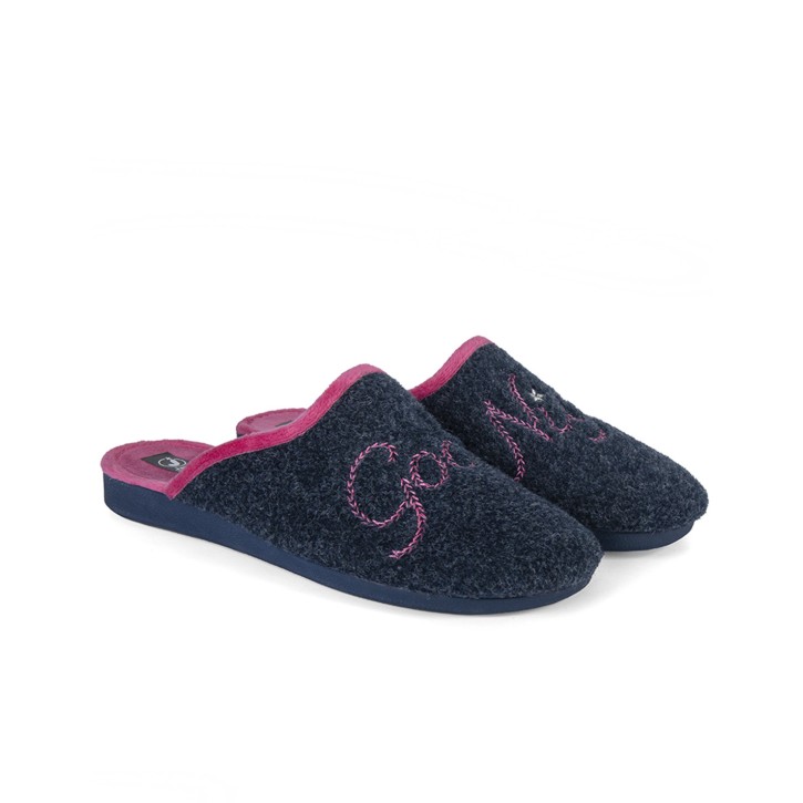 Zapatillas de casa abiertas azul marino Good night
