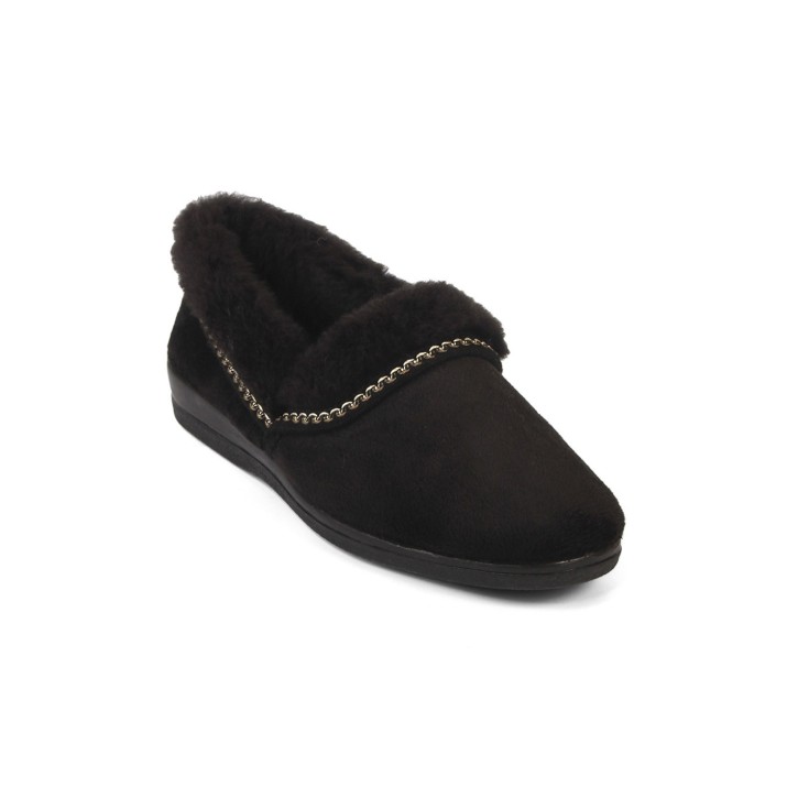 Zapatillas de casa negras con pelo