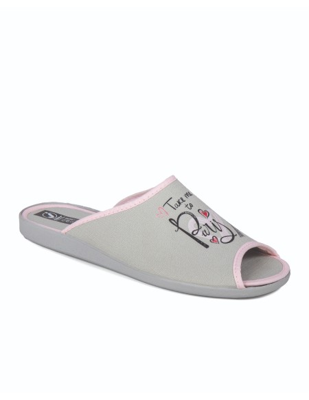 Zapatillas de casa verano mujer puntera abierta estampado...