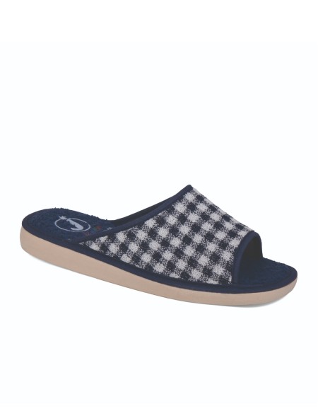 Zapatillas de casa verano mujer puntera abierta cuadraditos
