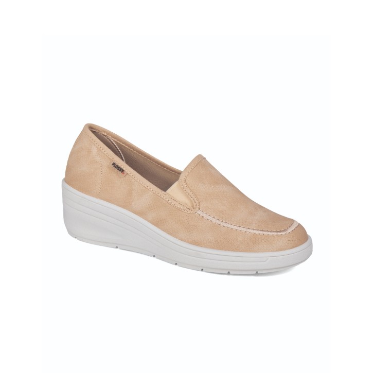 Zapatos con cuña mujer cerrados color beige